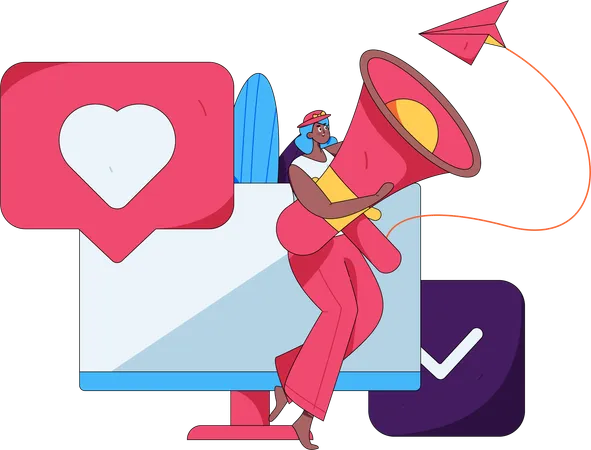 Girl doing social media marketing  Illustration