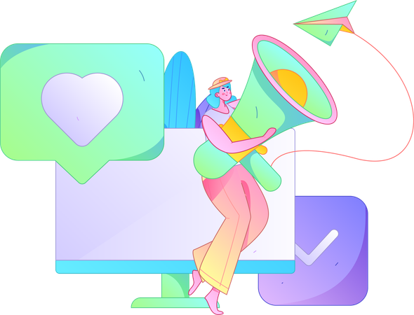 Girl doing social media marketing  Illustration