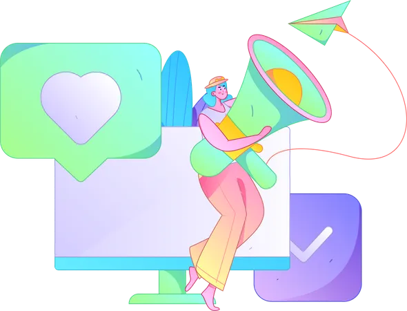 Girl doing social media marketing  Illustration