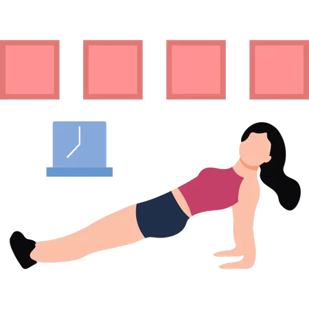 Girl Doing Squat Exercise Illustration