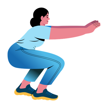 Girl doing Squats  Illustration