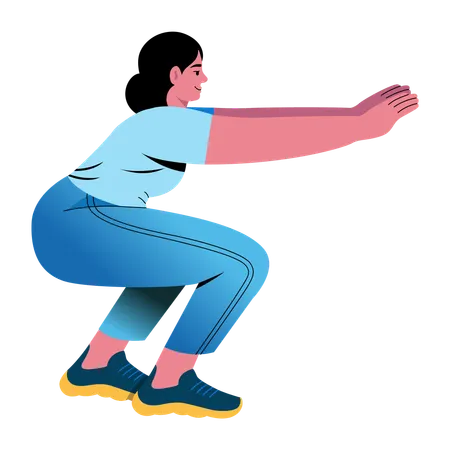 Girl doing Squats  Illustration