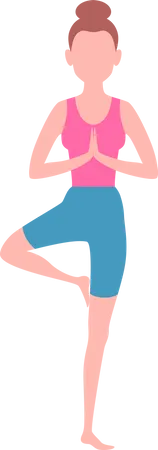 Girl doing standing yoga Illustration