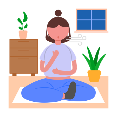 Girl doing Stress Free Breathing  Illustration