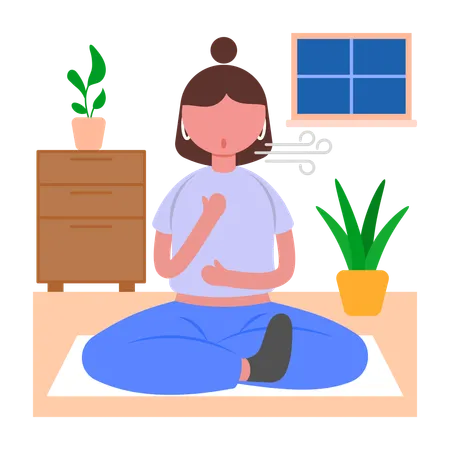 Girl doing Stress Free Breathing  Illustration