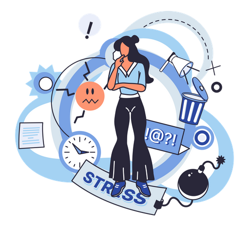 Girl doing Stress management Illustration