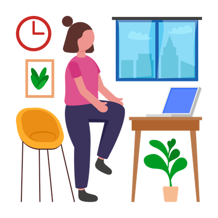 Girl doing Stretching During Work  Illustration