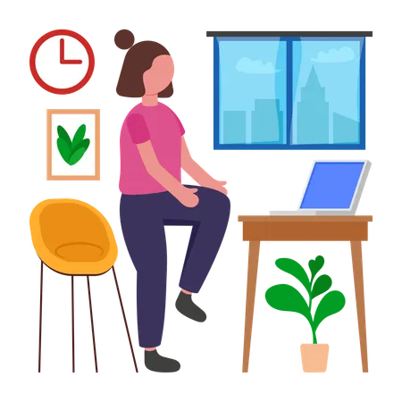 Girl doing Stretching During Work  Illustration