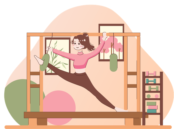 Girl doing stretching exercise  イラスト