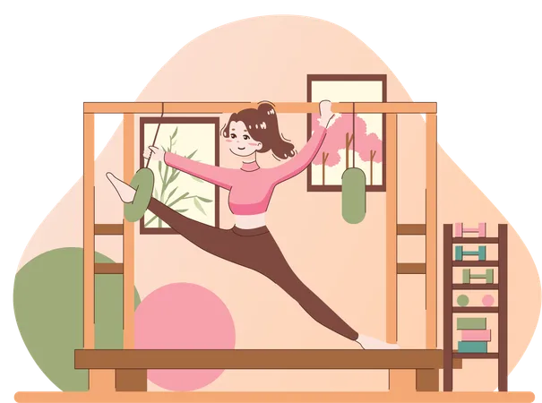 Girl doing stretching exercise  イラスト