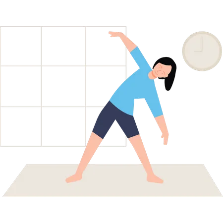 The Girl Is Doing A Stretching Exercise Illustration