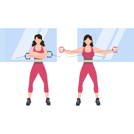 Girl doing stretching exercise Illustration