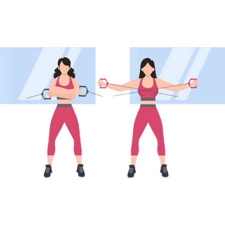 Girl doing stretching exercise  Illustration