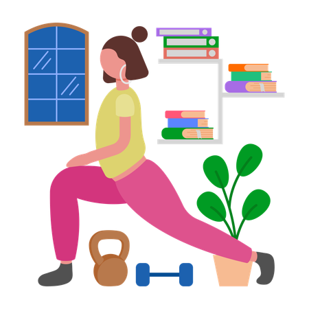 Girl doing Stretching Exercise  Illustration