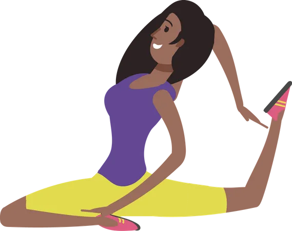 Girl doing stretching exercise  Illustration