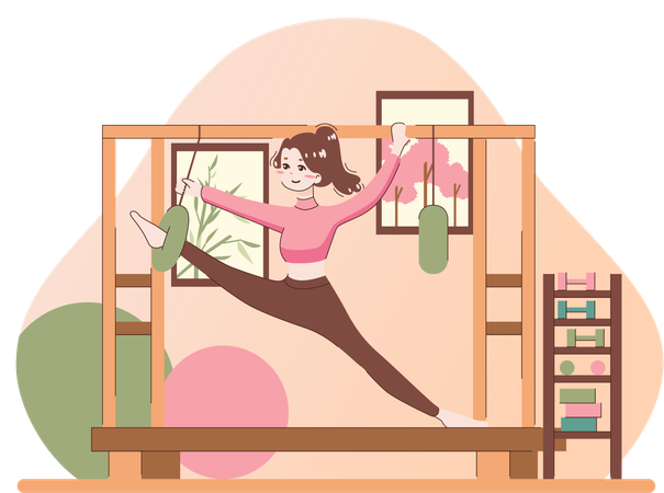 Girl doing stretching exercise  Illustration