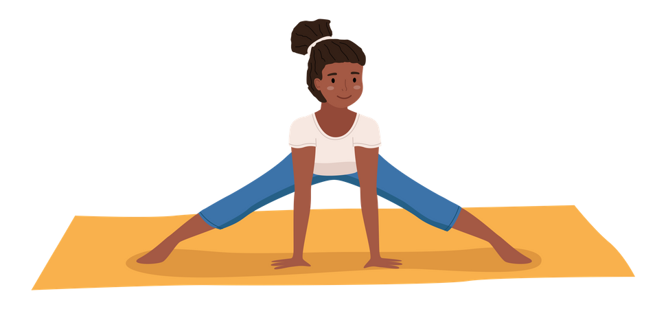 Girl doing stretching warm up exercise Illustration