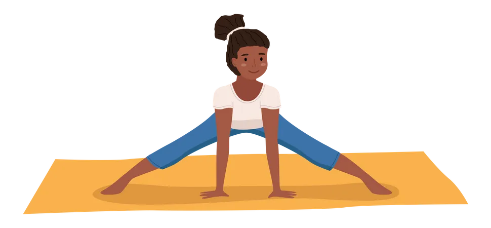 Girl doing stretching warm up exercise  Illustration