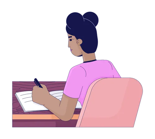 Girl doing study  Illustration