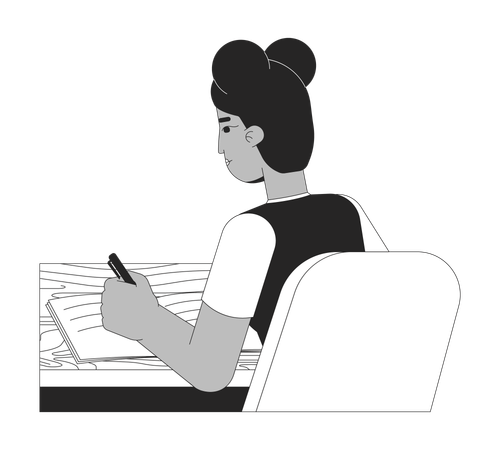 Girl doing study  Illustration