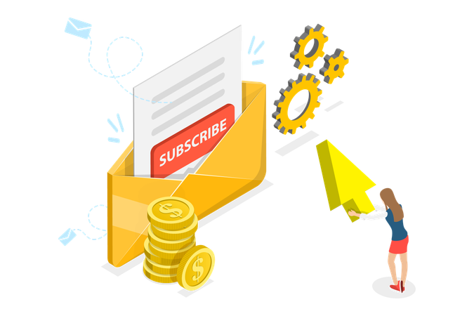 Girl doing Subscription Payment  Illustration