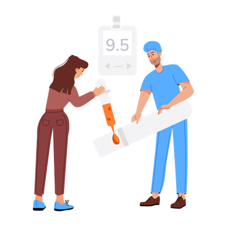 Girl doing Sugar Test  Illustration