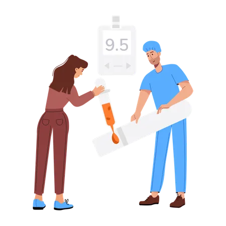 Girl doing Sugar Test  Illustration