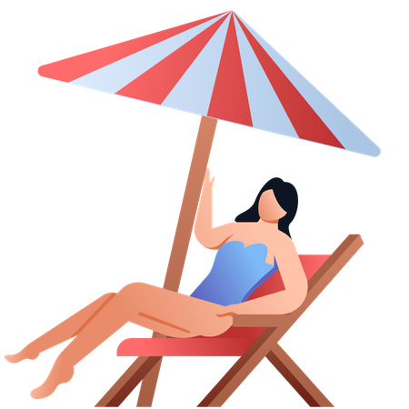 Girl doing Sunbathe  Illustration