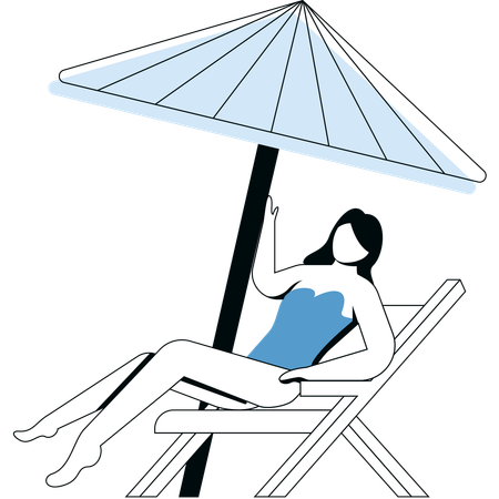 Girl doing Sunbathe  Illustration