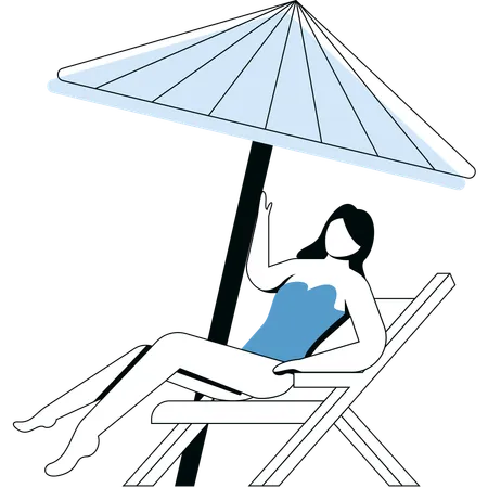 Girl doing Sunbathe  Illustration