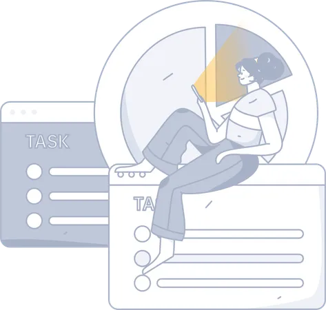 Girl doing task analysis using mobile  Illustration