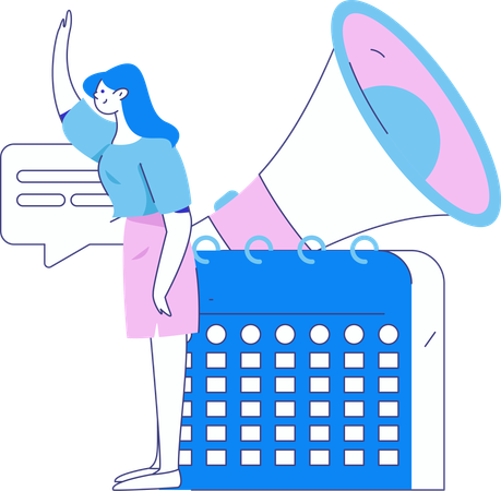 Girl doing Task Announcement  Illustration