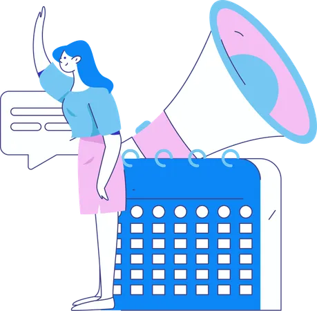 Girl doing Task Announcement  Illustration