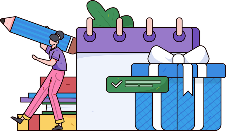 Girl doing task scheduling  Illustration