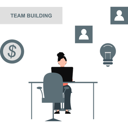 Girl doing team building  Illustration