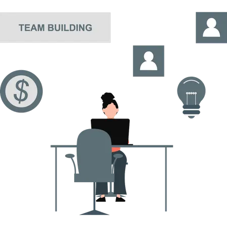 Girl doing team building  Illustration