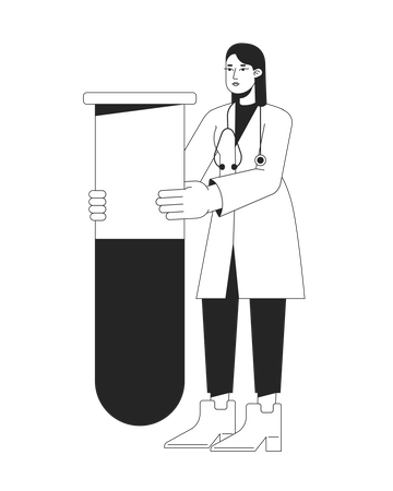 Girl doing Test in medical laboratory  Illustration