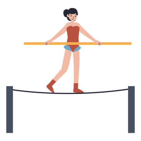 Girl doing Tightrope Walker  Illustration