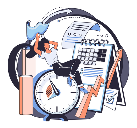 Girl doing time management  Illustration