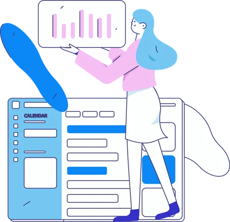 Girl doing timetable coordination  Illustration