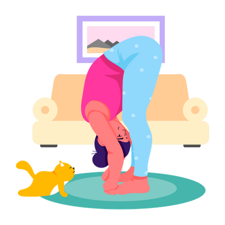 Girl doing Toe Pose  Illustration