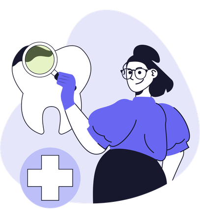 Girl doing tooth analysis  Illustration