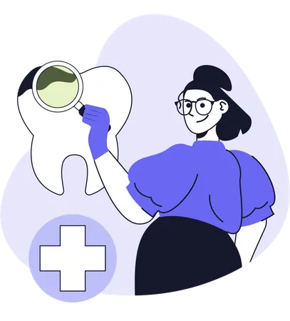 Girl doing tooth analysis  Illustration