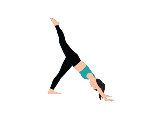 Girl doing triangle pose  イラスト