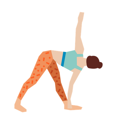 Girl doing triangle yoga pose Illustration