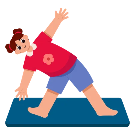 Girl Doing Triangle Yoga Pose  Illustration