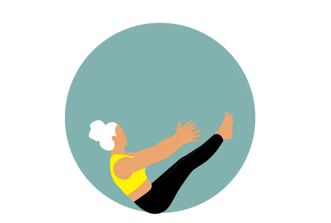 Girl doing upward boat pose  Illustration