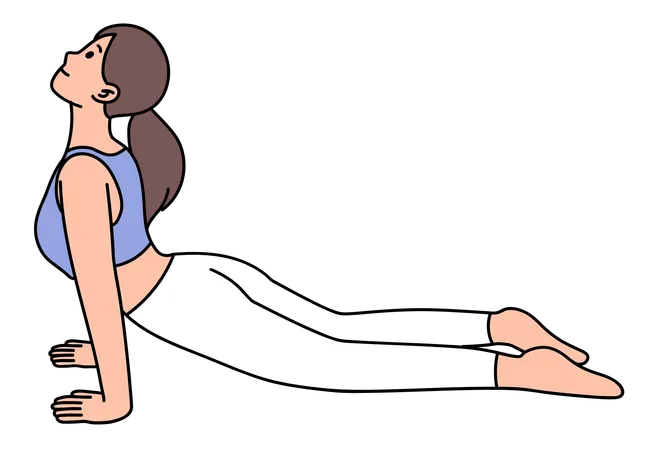 Girl doing Upward Facing Dog Yoga Pose  Illustration