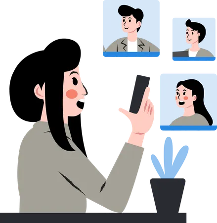 Girl doing video conference  Illustration