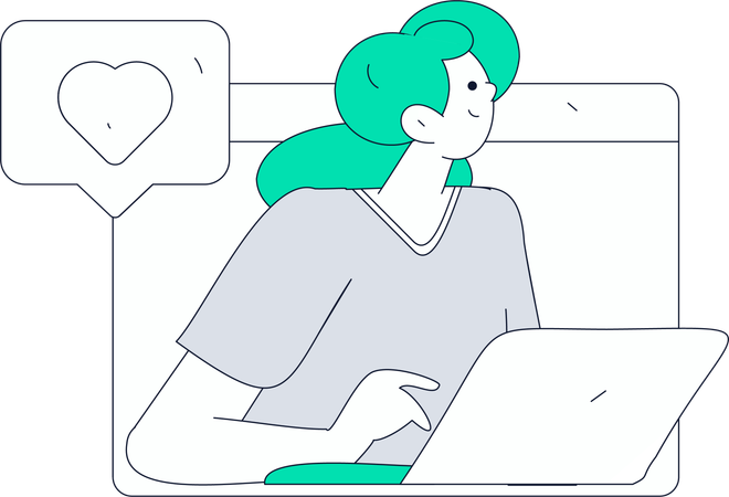 Girl doing video conferencing  Illustration